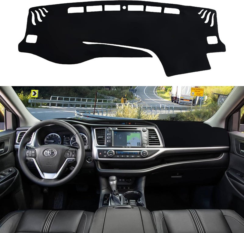 Rilsen Dashboard Cover Mat Custom Fit for Toyota Highlander Accessories 2014-2019 Dash Cover Nonslip Dash Mat Protector Sunshade No Glare Black - Image 1