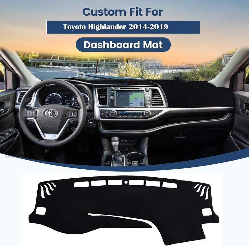 Rilsen Dashboard Cover Mat Custom Fit for Toyota Highlander Accessories 2014-2019 Dash Cover Nonslip Dash Mat Protector Sunshade No Glare Black - Image 2
