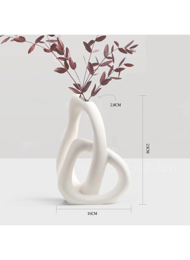 ال لايف مزهريات زهور خزفية بيضاء عصرية للديكور المنزلي الجمالي، مزهرية زخرفية على طراز بوهو لباقة من عشب البامباس، غرفة المعيشة وغرفة النوم والمطبخ وديكورات عصرية (أبيض) - Image 3