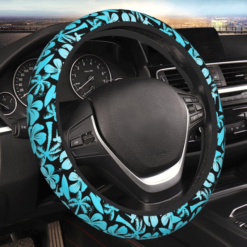 THOEWONG Palm Car Steering Wheel Cover for Women Surfer with Tree Men Stretch Cloth AntiSlip Wrap Protector Case Fit Universal Auto Accessories Decor Sweat Absorption 1415 Inch - Image 3