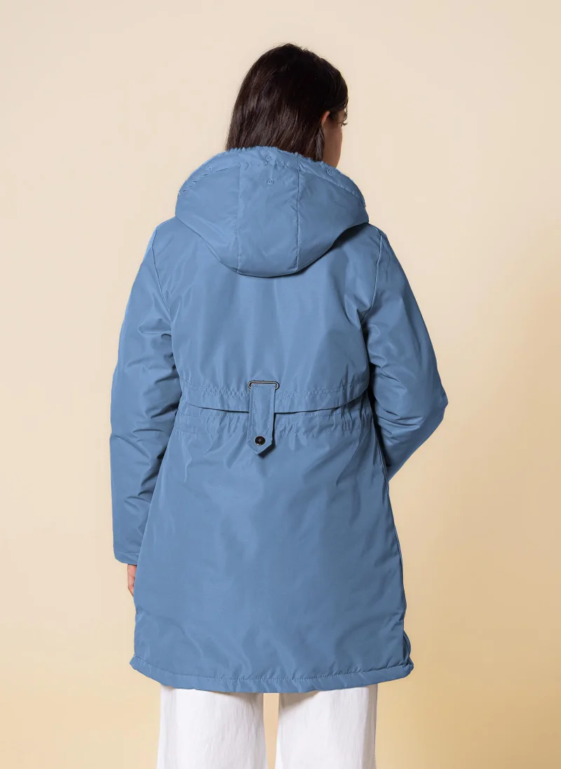 Shapes Blue FAUX FUR PUFFER JACKET for Women | Best Price UAE