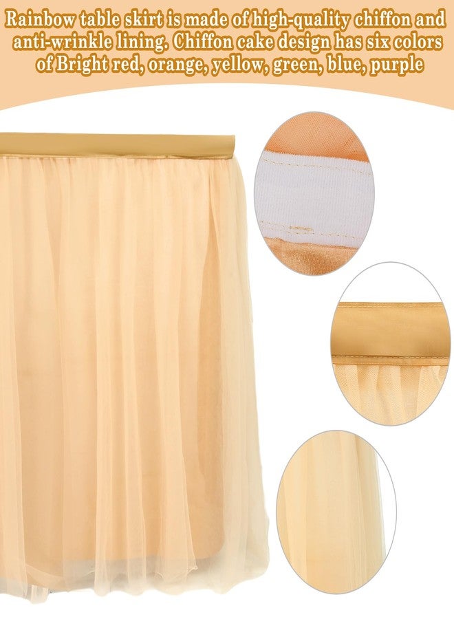 Tioncy 6 ft x 30 in Teacher Desk Skirt Champagne Tulle Desk Skirt for Classroom Rectangle Table Back to School Supplies for Kindergarten Preschool Middle School Classroom Decor - Image 3