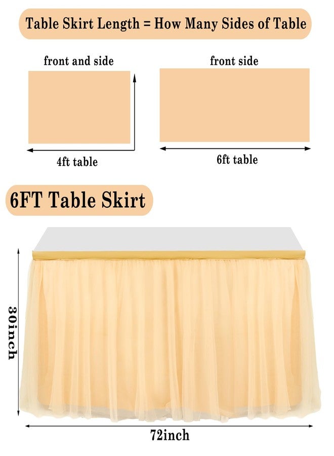 Tioncy 6 ft x 30 in Teacher Desk Skirt Champagne Tulle Desk Skirt for Classroom Rectangle Table Back to School Supplies for Kindergarten Preschool Middle School Classroom Decor - Image 2