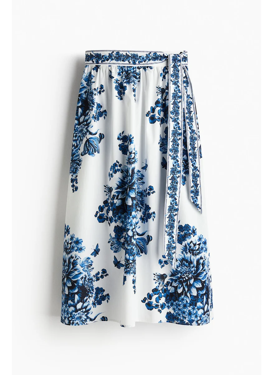 H&M Tie-Detail Poplin Skirt