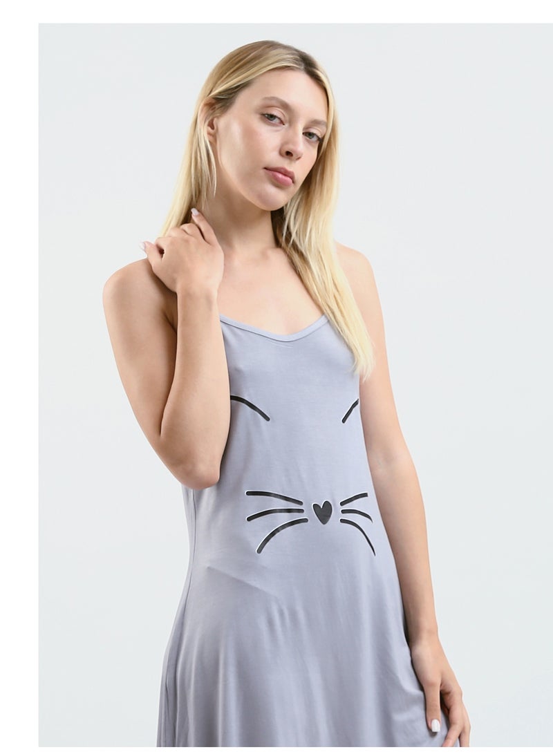 Mesery Sleep Shirt Cotton Thin Strap - Printed  - Image 4