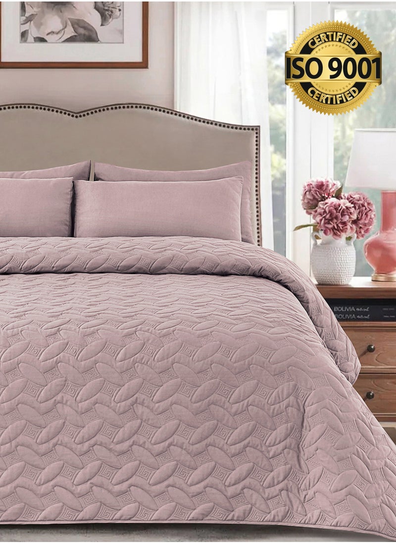 Master Home Textile 3Piece Microfiber Bedspread Set Fits 120 x 200 cm Single Size Bed Single Size Compressed Comforter Set Elmira Series  - Image 1