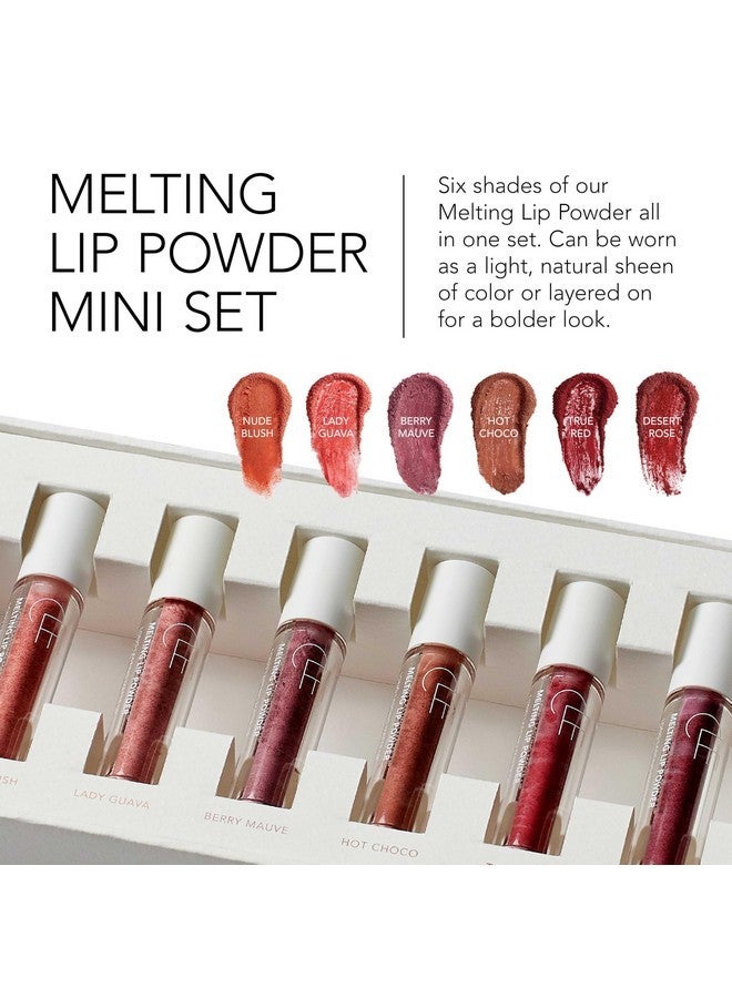 CLE Cosmetics Melting Lip Powder Mini Set of 6 - Lip Tint (Vegan, Cruelty Free, Paraben-Free) with Long-Lasting, Weightless Lip Stain, Usable on Lips, Eyes and Cheeks, Matte Finish, Travel Size - Image 2