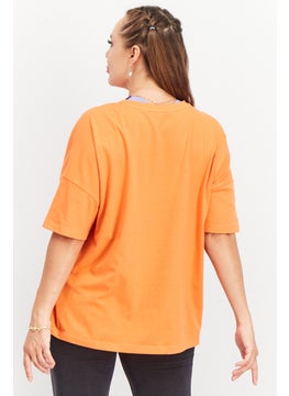 Tchibo Women Comfort Fit Short Sleeve Solid Training Top, Orange  - Image 2