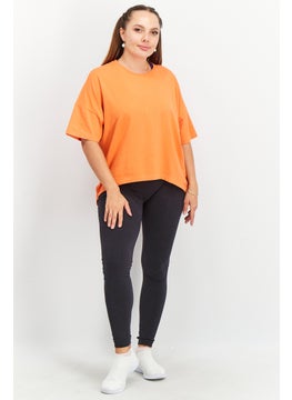 Tchibo Women Comfort Fit Short Sleeve Solid Training Top, Orange  - Image 3