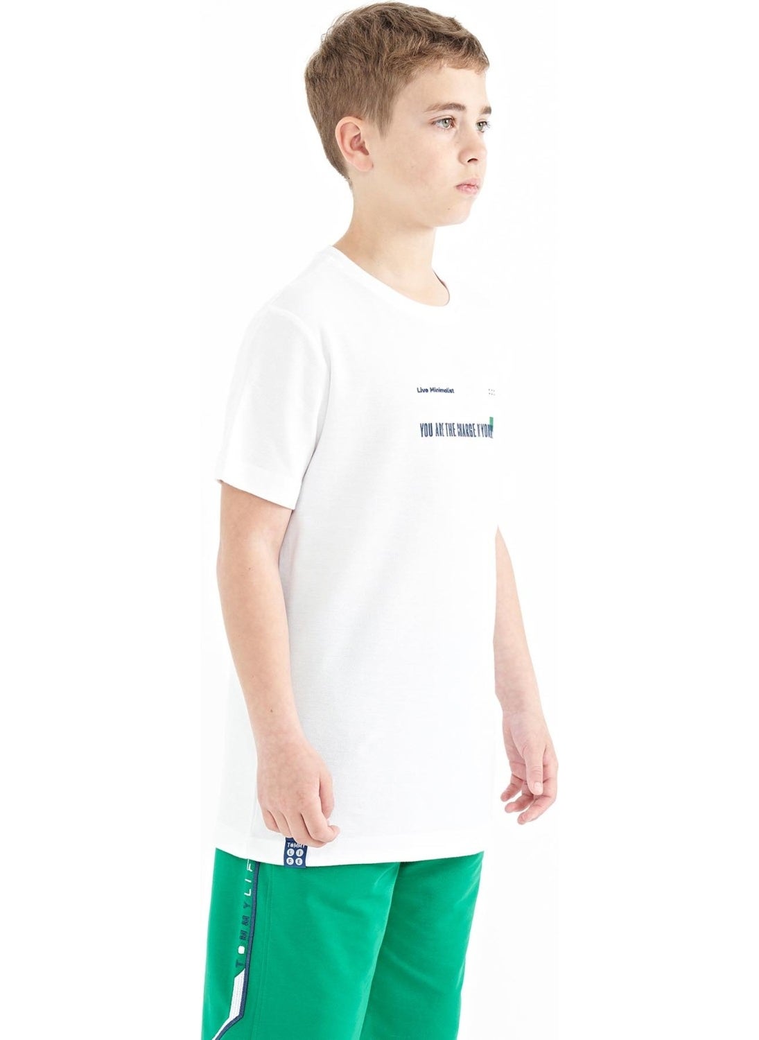 Tommy Life White Print Detailed O Neck Standard Pattern Men's T-Shirt - 11117  - Image 4