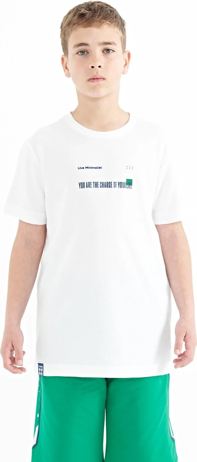 Tommy Life White Print Detailed O Neck Standard Pattern Men's T-Shirt - 11117