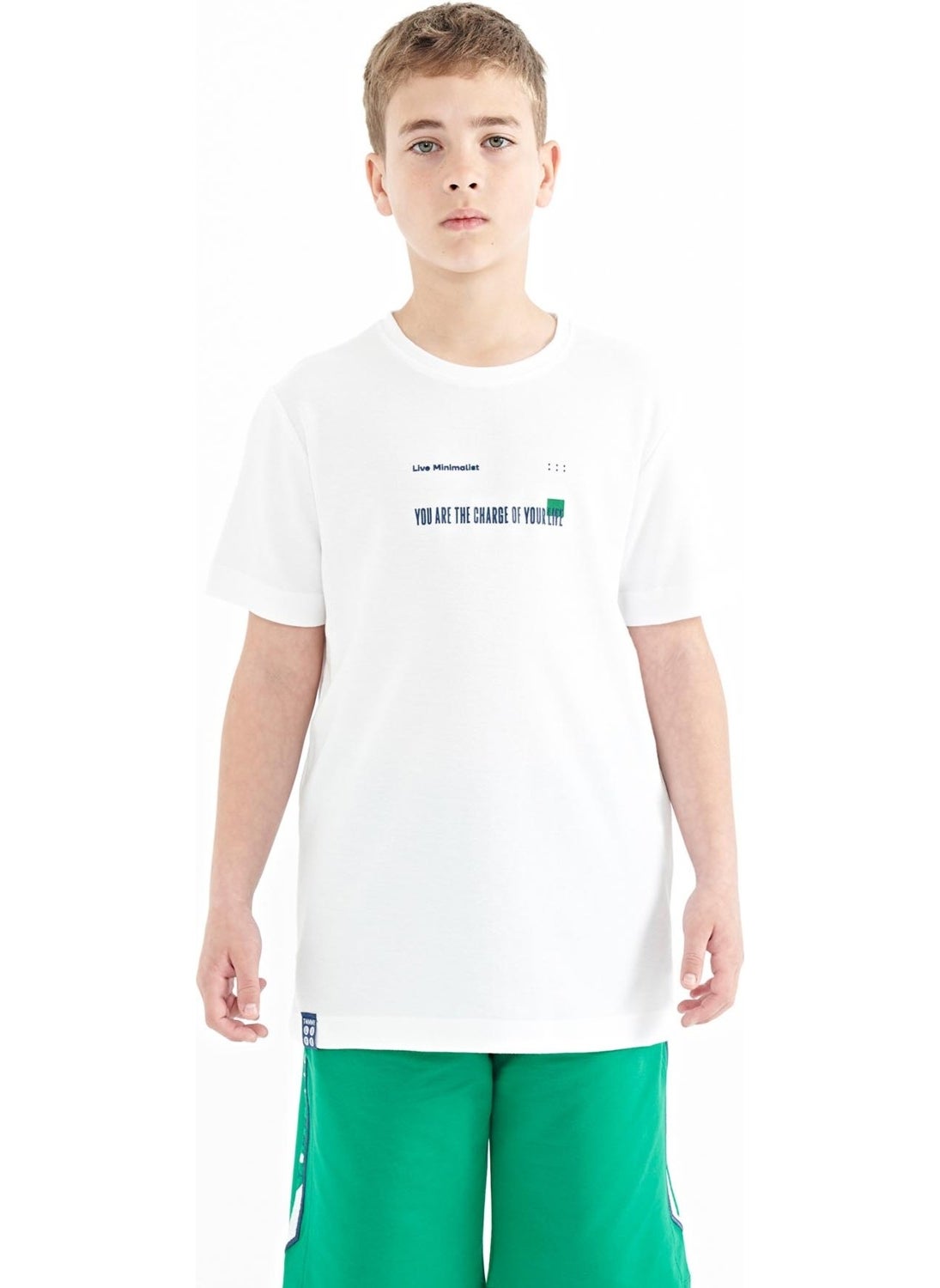 Tommy Life White Print Detailed O Neck Standard Pattern Men's T-Shirt - 11117  - Image 1