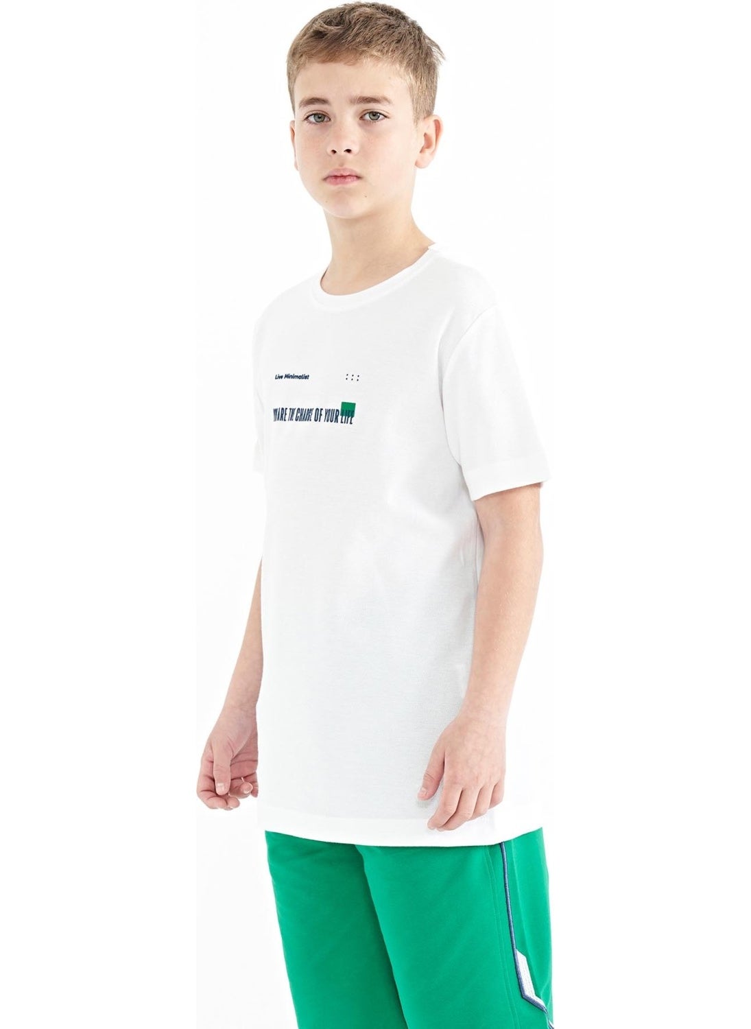 Tommy Life White Print Detailed O Neck Standard Pattern Men's T-Shirt - 11117  - Image 5