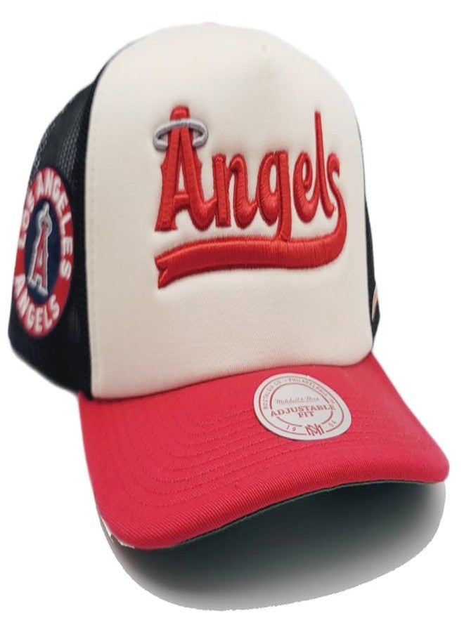 Mitchell & Ness Los Angeles Angels MLB City Connect Trucker Snapback Hat Cap, Cream - Image 4