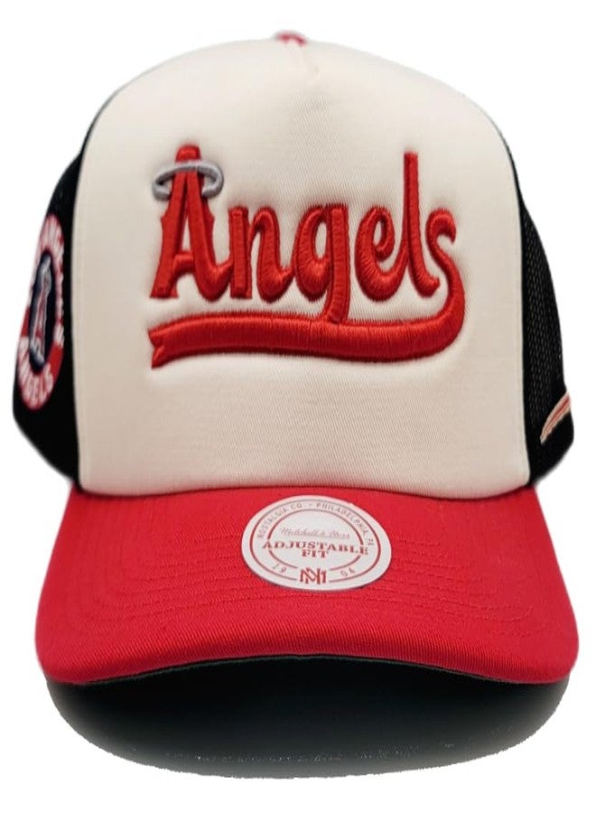 Mitchell & Ness Los Angeles Angels MLB City Connect Trucker Snapback Hat Cap, Cream - Image 3