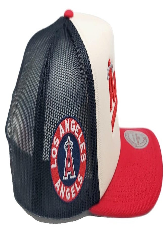Mitchell & Ness Los Angeles Angels MLB City Connect Trucker Snapback Hat Cap, Cream - Image 5