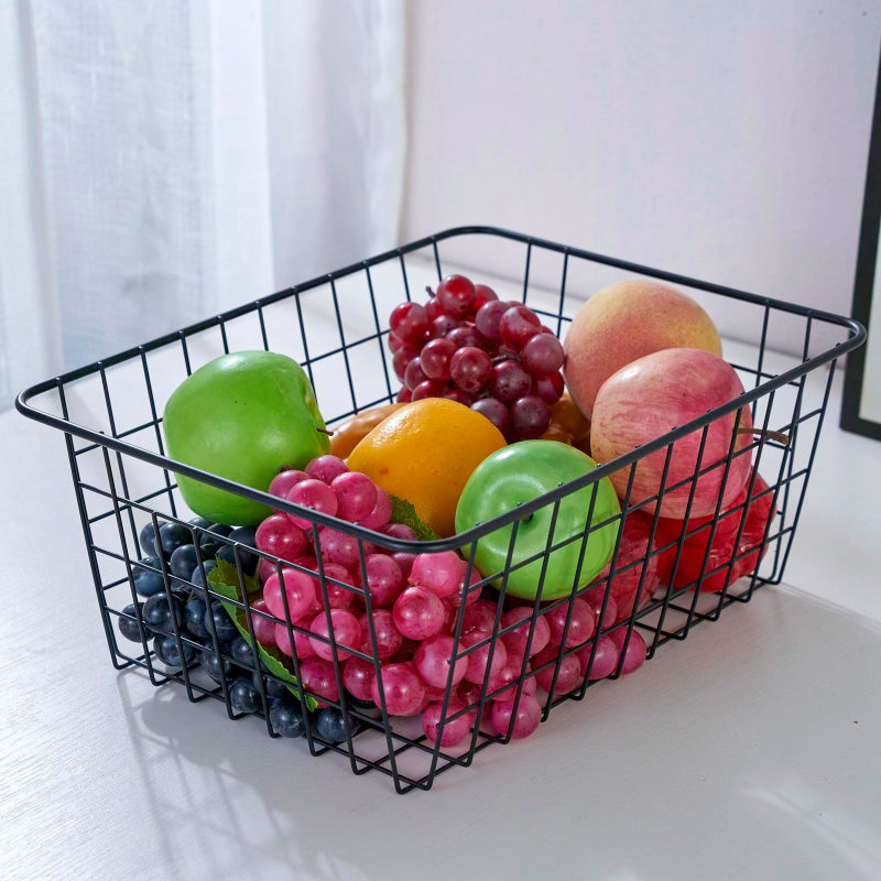 JUNCHU CHERRYã€Extra Largeã€‘Wire Kitchen Storage Baskets 2 Packs,Perfect Pantry Organization Accessories Basket,Laundry Basket,Suitable for Countertop, Kitchen, Bedroom, Bathroom,Black - Image 5