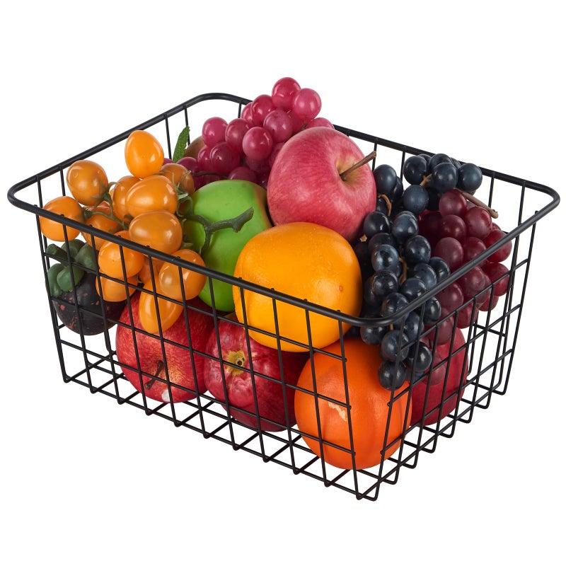 JUNCHU CHERRYã€Extra Largeã€‘Wire Kitchen Storage Baskets 2 Packs,Perfect Pantry Organization Accessories Basket,Laundry Basket,Suitable for Countertop, Kitchen, Bedroom, Bathroom,Black - Image 4