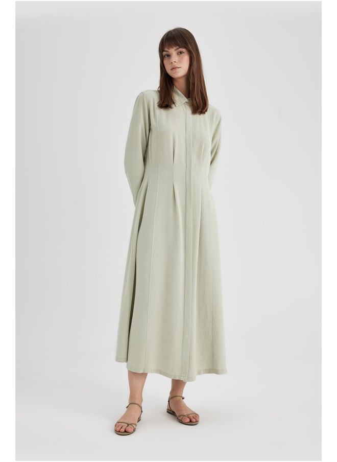 DeFacto - Woman Shirt Neck Long Sleeve Woven Dress - Image 1