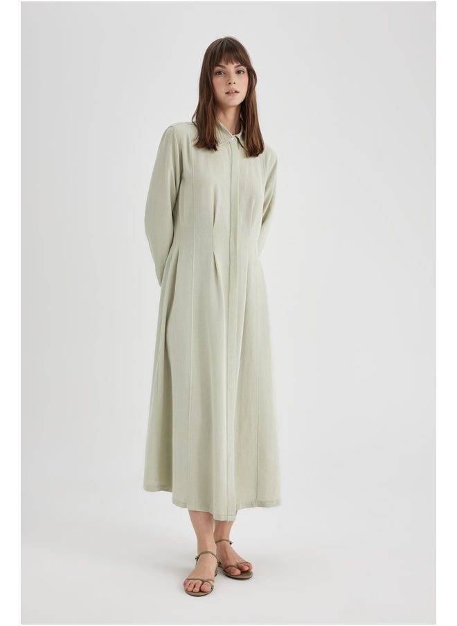 DeFacto - Woman Shirt Neck Long Sleeve Woven Dress - Image 1