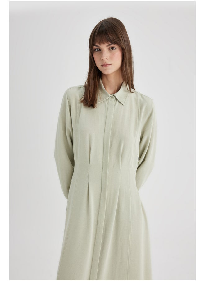 DeFacto - Woman Shirt Neck Long Sleeve Woven Dress - Image 1