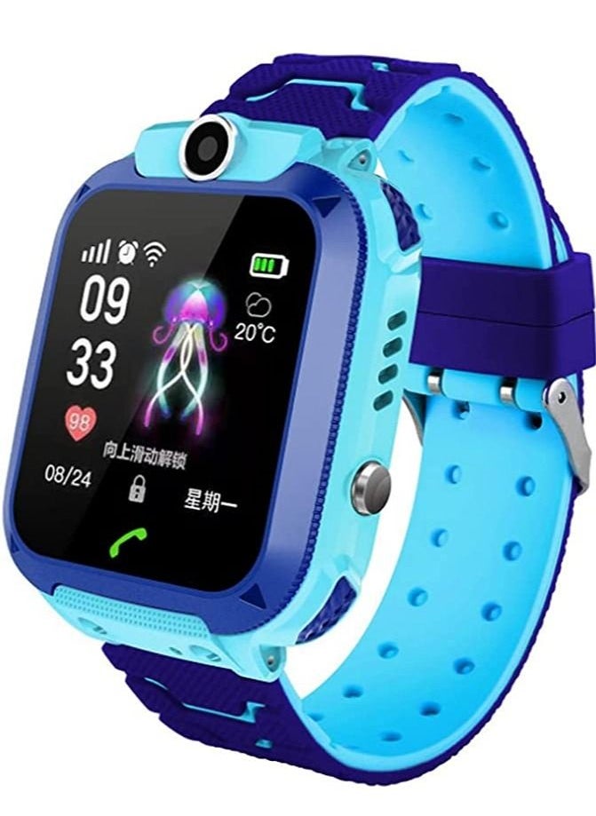Generic - Waterproof Touching Screen Intelligent Smart Watch With SOS Call Voice Chat Alarm Clock Compatible For Android and iOS Phone Blue - Image 1