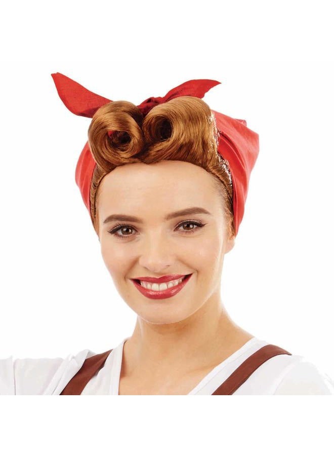 fun shack 1940s Wig, 1950s Housewife Costume, Lucy Wig for Women, Retro Housewife Look, Vintage Style Hair Accessory, One Size - Image 2