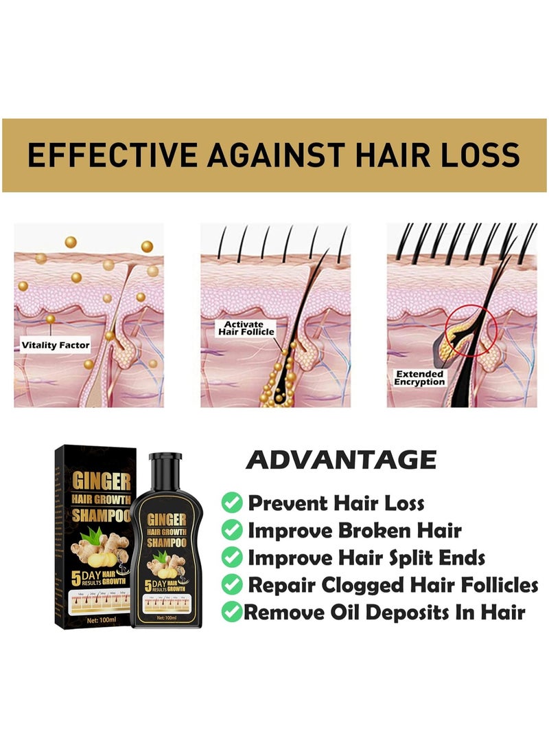Jaysuing Hair Growth Shampoo, Ginger Hair Conditioner, Hair Thickening, Anti-Hair Loss Shampoo for Men and Women, 100ml - Image 5