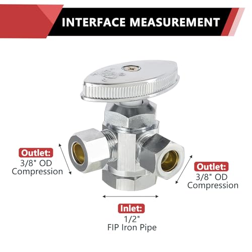 EFIELD Dual Compression Outlet MultiTurn Angle Stop Valve12 Fip Iron Pipe x 38 inch x 38 inchChrome Plated Brass 1VALVE162 - Image 3