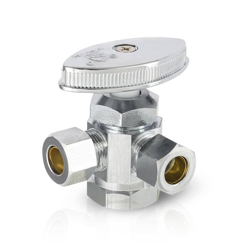 EFIELD Dual Compression Outlet MultiTurn Angle Stop Valve12 Fip Iron Pipe x 38 inch x 38 inchChrome Plated Brass 1VALVE162 - Image 2