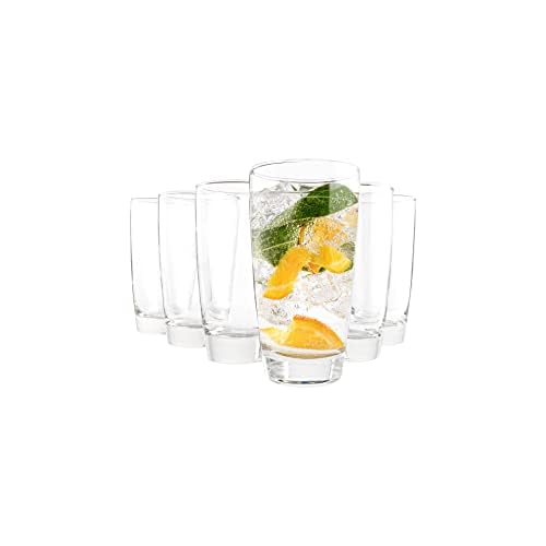 Vikko 164 Ounce Water Tumblers Large All Purpose Drinking Glasses Thick and Durable Construction Beautiful Design Heavy Base Dishwasher Safe Set of Six Tall Glass Tumblers