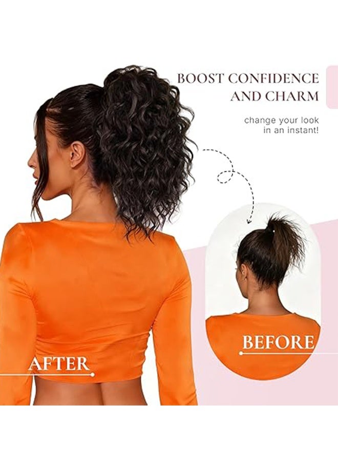 Happy D Ponytail Hair Extension - Claw Clip Ponytail Extension, Curly Ponytail Wig, Suitable for Women and Girls, Party Hairstyles or Daily Use, 35cm (14 Inches) - Dark Brown - Image 2