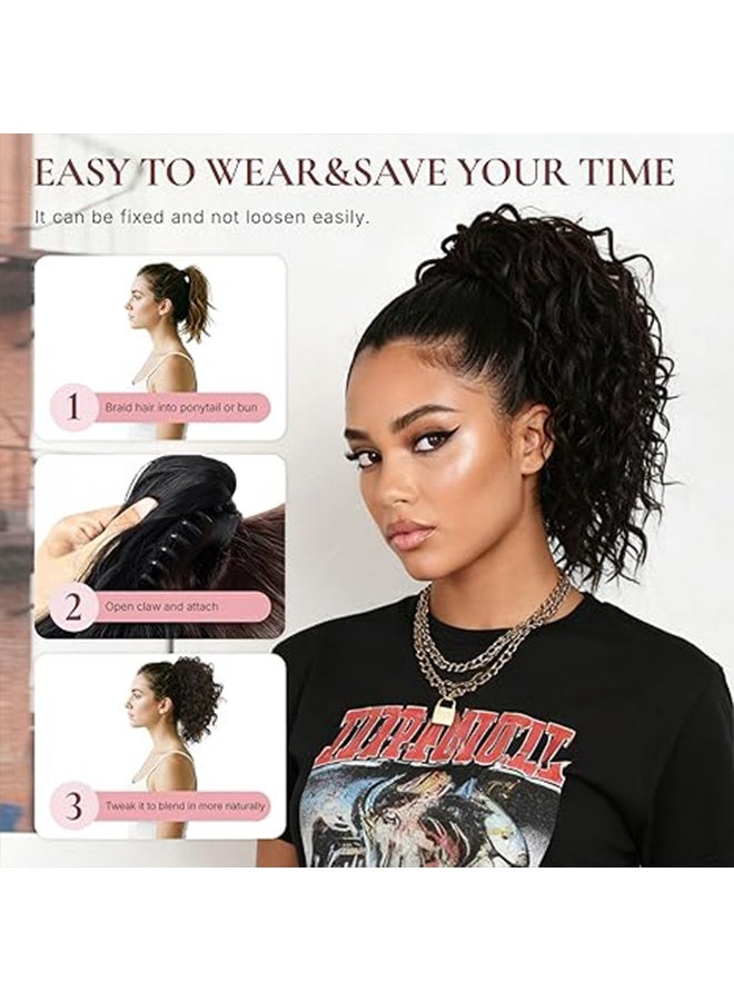 Happy D Ponytail Hair Extension - Claw Clip Ponytail Extension, Curly Ponytail Wig, Suitable for Women and Girls, Party Hairstyles or Daily Use, 35cm (14 Inches) - Dark Brown - Image 4