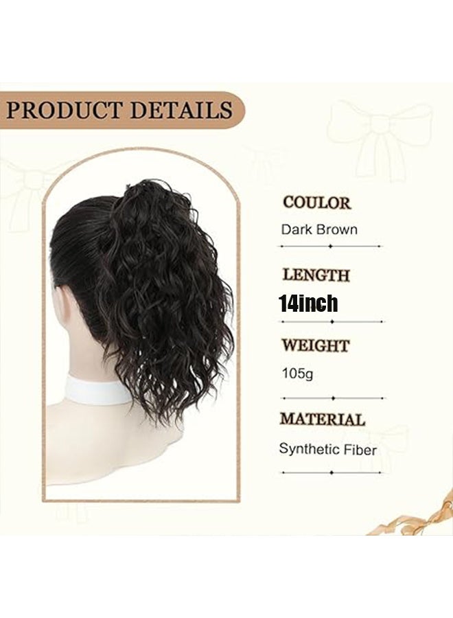 Happy D Ponytail Hair Extension - Claw Clip Ponytail Extension, Curly Ponytail Wig, Suitable for Women and Girls, Party Hairstyles or Daily Use, 35cm (14 Inches) - Dark Brown - Image 5
