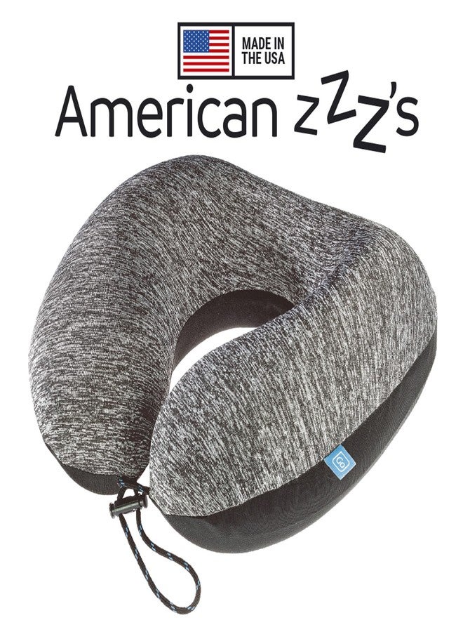 Go TRAVEL American ZZZ's Comfortable Neck Pillow, Memory Foam Travel Pillow for Uninterrupted Sleep, Ideal for Everyday Commute, Airplane, Bus, Car, and Gaming, Travel Essentials, Made in USA, Blue - Image 2