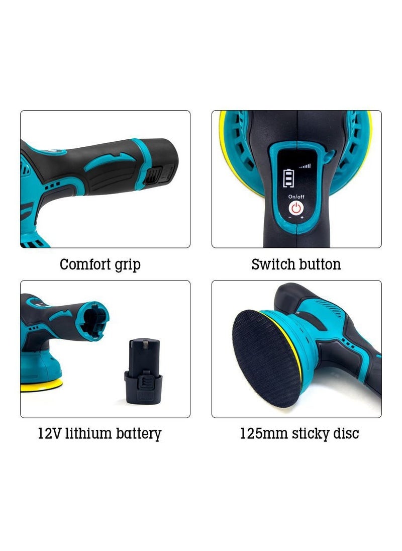 Cordless Polisher for Car Detailing with 2pcs DC 18V 1500mAh Batteries & Charger Cordless Car Buffer Polisher Variable Speeds Portable Sander for Car Waxing/Buffing/Scratch Repairin