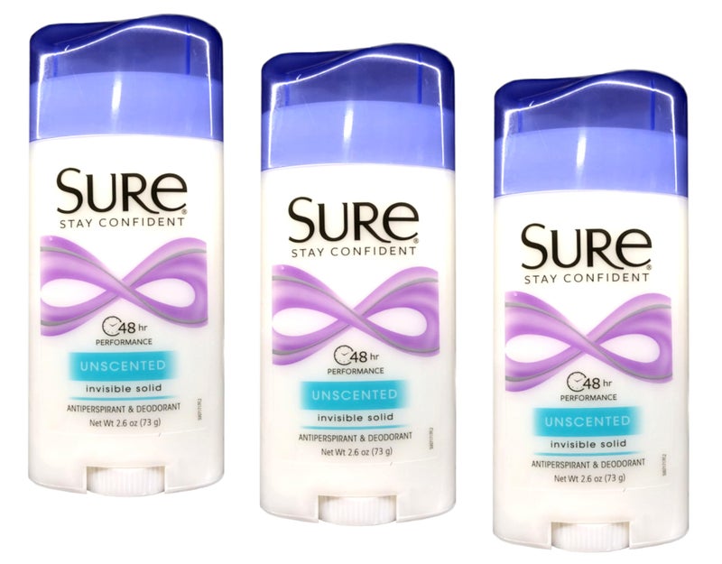 Sure Deodorant 2.6oz Invisible Solid Unscented (Pack of 3) - Image 1
