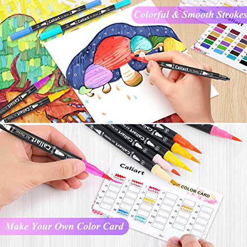 Caliart 34 Double Tip Brush Pens Art Markers, Artist Fine & Brush Pen Coloring Markers for Adult Book Cards Drawing Craft Kit Teacher Office Supplies - Image 5