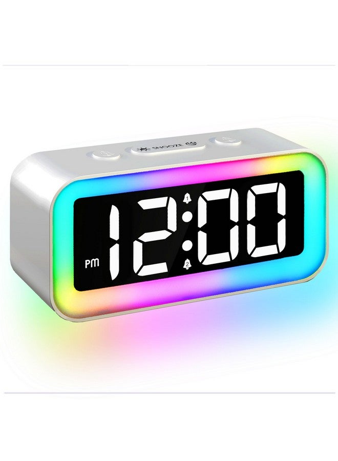 Jall Colorful Nightlight LED Digital Alarm Clock with Super Loud Dual alarm, Weekday mode, Snooze, Dimmer, USB Charging Port for Livingroom, Bedroom, Bedside, Heavy Sleeper, Adult, Kid, Teens, gift, Silver - Image 1