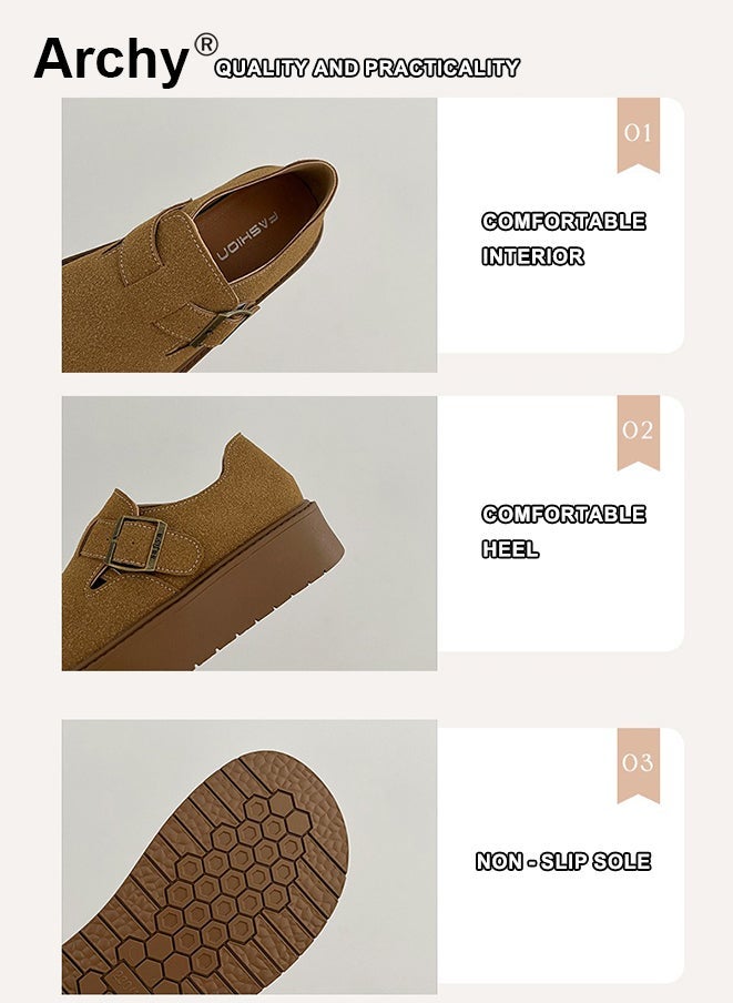 Archy Women's Platform Slip-On Mules - Comfortable Soft Rounded Toe Chunky Sole Shoes for Casual & Office Wear - Image 5