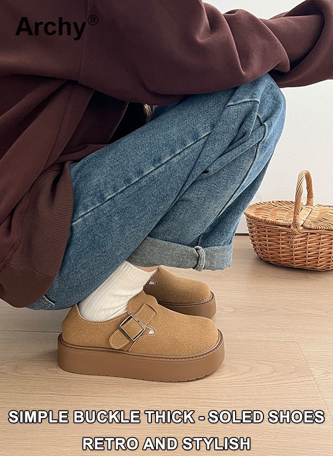 Archy Women's Platform Slip-On Mules - Comfortable Soft Rounded Toe Chunky Sole Shoes for Casual & Office Wear - Image 4