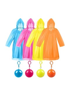 SYOSI Raincoat Rain Poncho for Adults Disposable Raincoats Easy Carry Keyring Ball Raincoat Emergency Raincoats with Hood and Elastic Cuff Sleeves Poncho Rainwear for Hiking Camping Travel Outdoor 4 Pcs  - Image 1