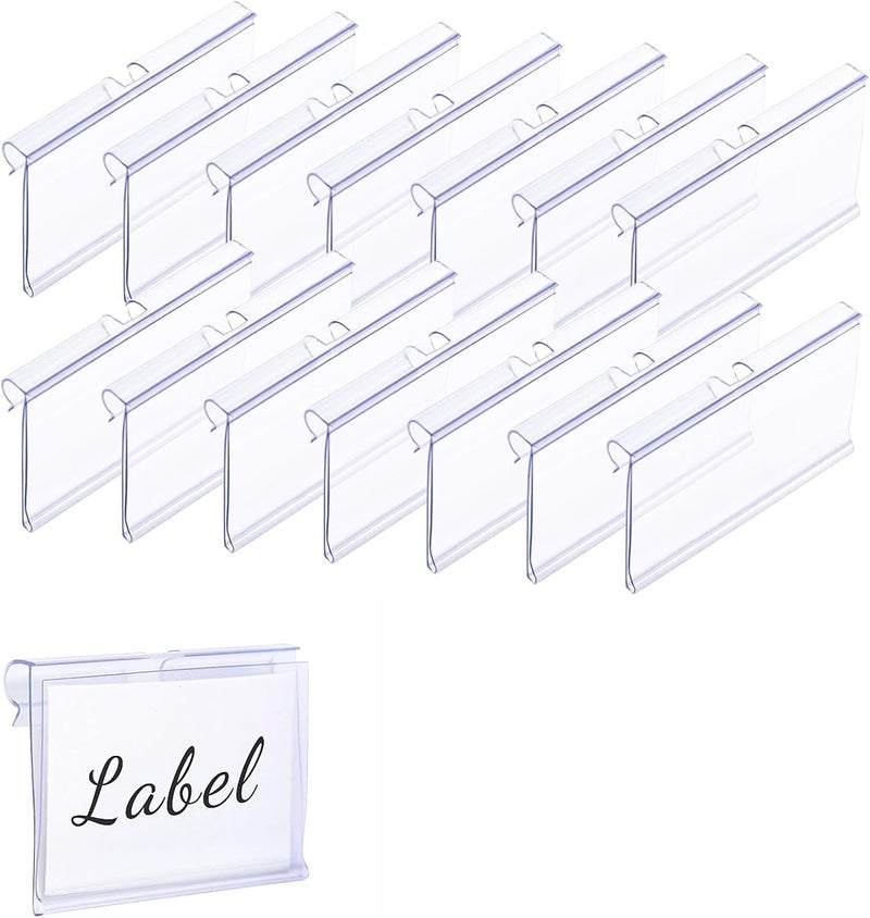 KASTWAVE Plastic Label Holders for Wire Shelf Retail Price Label, Clear 8cm x 4cm Basket Labels Clip On Labels for Storage Bins, Merchandise Sign Display Holder for Supermarket Shop （50 Pcs） - Image 1