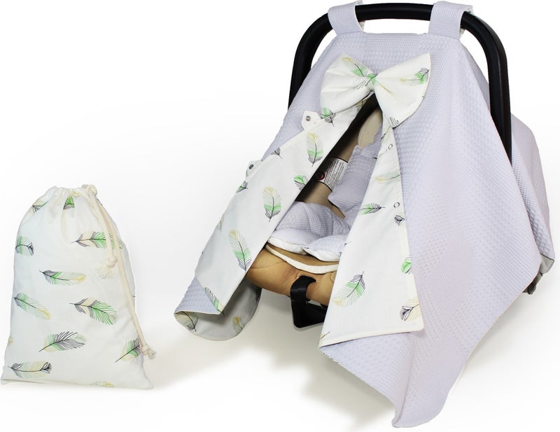 Atölye Eda Cotton Pique Stroller Cover Cushion Pouch 3 Pieces - Image 1