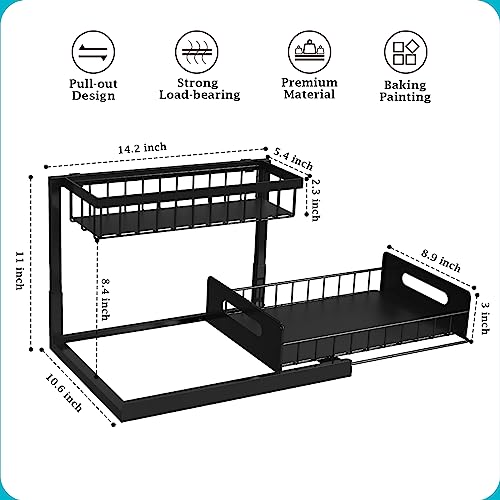 REALINN Under Sink Organizer, Pull Out Cabinet Storage 2 Tier Slide Out Sink Shelf, Kitchen Organizers and Storage, Black, 1 Pack - Image 5