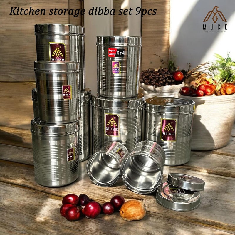 MUKE Bhawani Stainless Steel Dibba Kitchen Storage Solutions Steel Dibba Food Storage Containers 9 Pcs 500Ml To 5 Kgs Silver AirtightDurable dabba set - Image 5