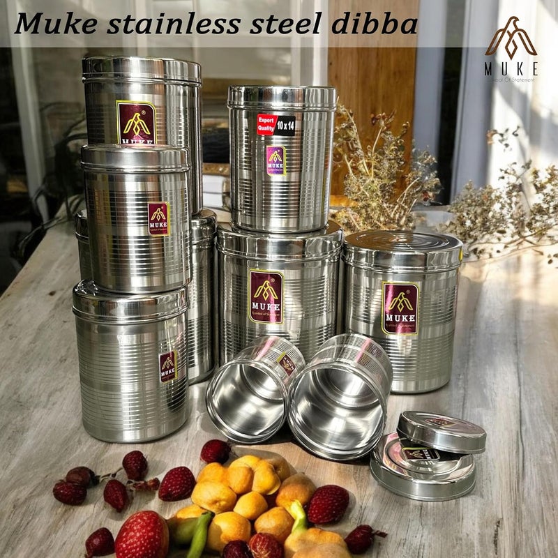 MUKE Bhawani Stainless Steel Dibba Kitchen Storage Solutions Steel Dibba Food Storage Containers 9 Pcs 500Ml To 5 Kgs Silver AirtightDurable dabba set - Image 3