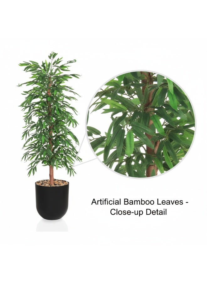 تالا شجرة بامبو صناعية فاخرة بمظهر طبيعي واقعي - ارتفاع 155 سم - مثالية لديكور المنزل والمكتب - Image 2