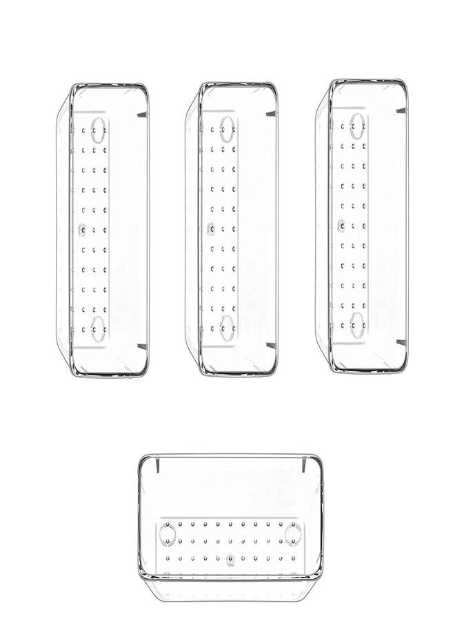 Zollyss 4 Pcs Versatile Vanity Drawer Storage Bins, Clear Plastic Drawer Organizer Trays, Customize Layout Organizer for Makeup and Bathroom Vanity (Clear) - Image 1