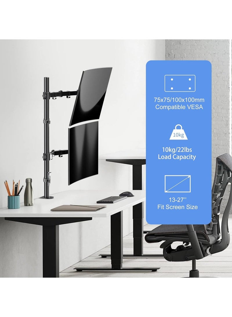 Long double-arm monitor stand with an 80cm column, maximum load capacity of 10kg per arm, desktop monitor mount for 13-32 inch monitors, computer monitor stand - desktop monitor mount MD6821DB - Image 4
